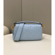 Borse Replica baguette media Fendi FF Nappa blu Borse Replica baguette media Fendi FF Nappa blu