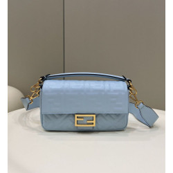 Borse Replica baguette media Fendi FF Nappa blu