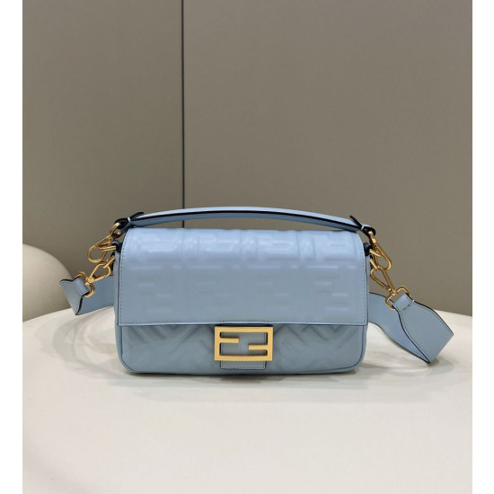 Borse Replica baguette media Fendi FF Nappa blu Borse Replica baguette media Fendi FF Nappa blu