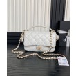 Qualità superiore replica Chanel Flap con manico superiore AS5317 Crema