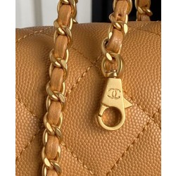 Borsa Chanel Mini Flap con manico superiore AS5164 Caffè chiaro