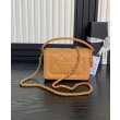 Borsa Chanel Mini Flap con manico superiore AS5164 Caffè chiaro