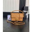 Borsa Chanel Mini Flap con manico superiore AS5164 Caffè chiaro