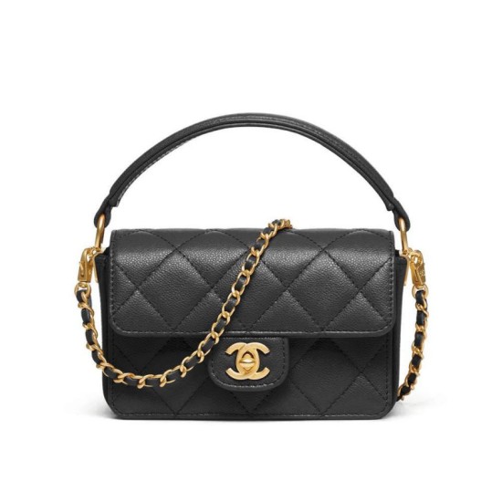 Borsa Chanel Mini Flap con manico superiore AS5164 Nero