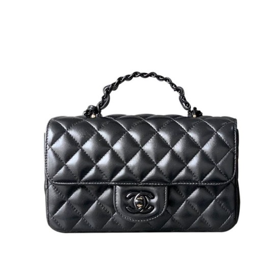 Bora Pari all'originale replica Chanel Mini Flap con manico superiore AS5243 Nero