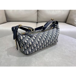 Borsa D-Journey piccola/media Dior Oblique Jacquard blu