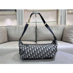 Borsa D-Journey piccola/media Dior Oblique Jacquard blu