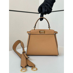 Borsa Fendi Mini Iconic Peekaboo Marrone chiaro