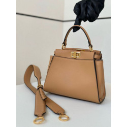 Borsa Fendi Mini Iconic Peekaboo Marrone chiaro