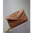 Borsa imbottita Toy YSL Saint Laurent in pelle di agnello Caffè