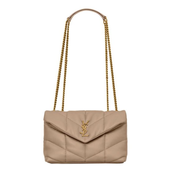 Borsa imbottita Toy YSL Saint Laurent in pelle di agnello color albicocca