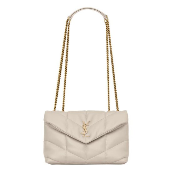 Bora Pari all'originale replica imbottita Toy YSL Saint Laurent in pelle di agnello Crema