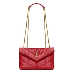 Borse Imitazioni imbottita Toy YSL Saint Laurent in pelle di agnello rossa