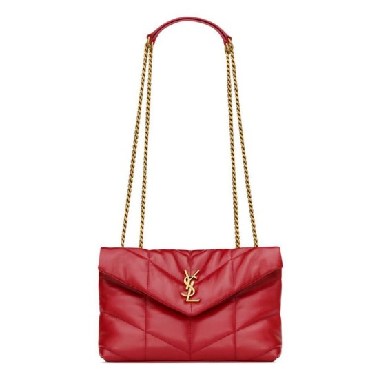 Borse Imitazioni imbottita Toy YSL Saint Laurent in pelle di agnello rossa