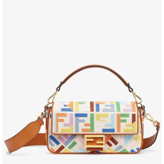 Borse Firmate Replica media Baguette Fendi Tela multicolore