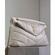 Borsa media YSL Saint Laurent Puffer in nappa color crema