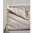 Borsa media YSL Saint Laurent Puffer in nappa color crema