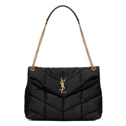 Borsa media YSL Saint Laurent Puffer in nappa nera