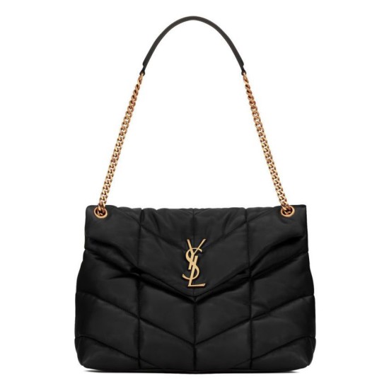 Borsa media YSL Saint Laurent Puffer in nappa nera