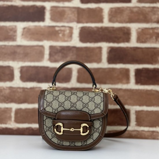 Borsa mini con manico superiore Gucci Horsebit 1955 781387 marrone