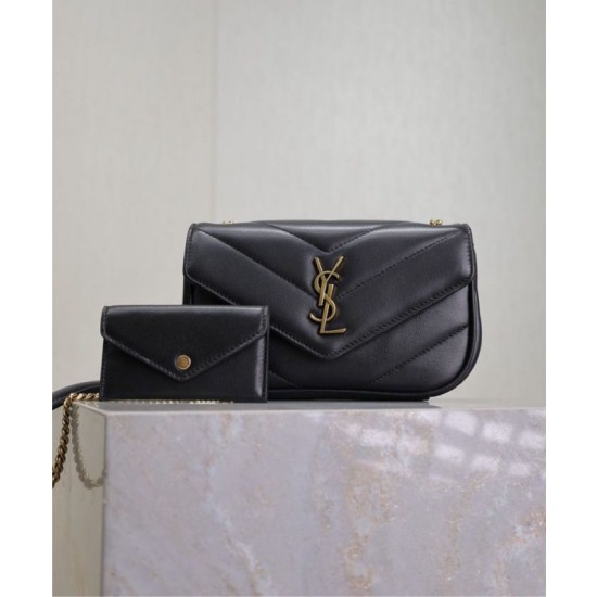 Qualità superiore replica mini YSL Saint Laurent Loulou Nera