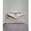 Borsa piccola YSL Saint Laurent Puffer in nappa color crema