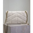 Borsa piccola YSL Saint Laurent Puffer in nappa color crema