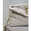 Borsa piccola YSL Saint Laurent Puffer in nappa color crema