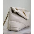 Borsa piccola YSL Saint Laurent Puffer in nappa color crema