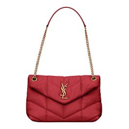 Borsa piccola YSL Saint Laurent Puffer in nappa rossa