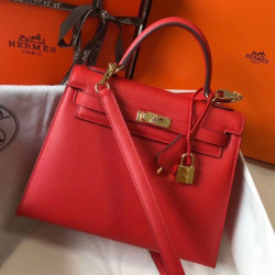 Borsa Sellier Hermes Kelly 25 cm Piment Epsom