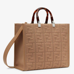 Borsa shopper media Sunshine Fendi Tessuto FF Beige