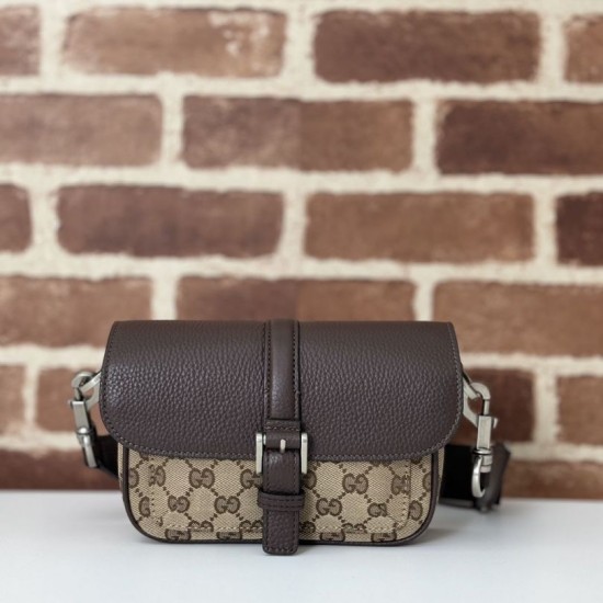 Borsa super mini Gucci GG bicolore 795213 marrone
