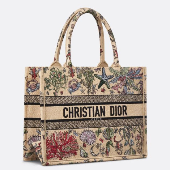 Borsa tote Dior media in rafia con Dior Cabinet de Curiosites Beige Borsa tote Dior media in rafia con Dior Cabinet de Curiosites Beige