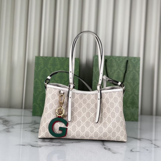 Borsa tote piccola Gucci GG Emblem 815214 Beige