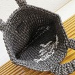 Borse Replica tote piccola Prada all'uncinetto in filato effetto rafia nero