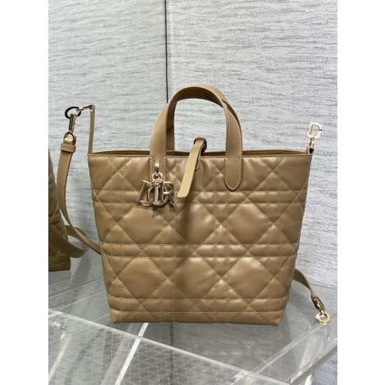 Qualità superiore replica tote verticale Dior piccola/media Dior Toujours marrone
