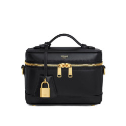 Celine Borse Replica da toeletta Pelle di vitello naturale nera
