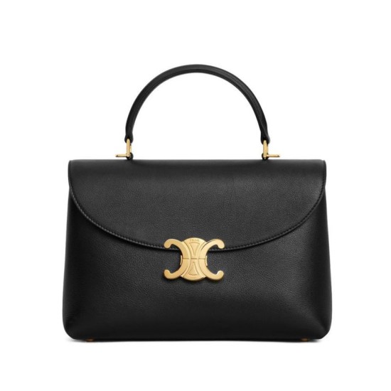 Celine Borse Replica Nino media Pelle di vitello morbida nera