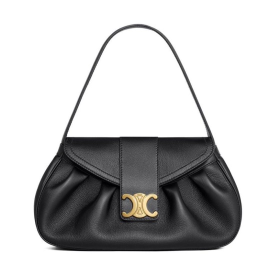 Celine Replica Perfetta Polly media Pelle di vitello morbida nera