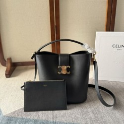 Qualità Specchio Replica Qualità superiore replica a secchiello piccola/media Celine Louise Nero Pelle di vitello liscia Riproduzione Fedele Qualità superiore replica a secchiello piccola/media Celine Louise Nero Pelle di vitello liscia imitazioni