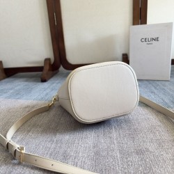 Riproduzione Fedele Borsa a secchiello piccola/media Celine Louise Bianco Pelle di vitello liscia imitazioni