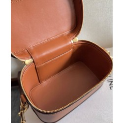 Celine Vanity Bag Pelle di vitello naturale Caffè