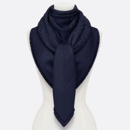 Christian Dior Cannage Scialle 140cm Blu Navy