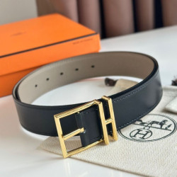 Qualità da grande replica Cintura Hermes Romain 35MM Grigio/Nero Clemence