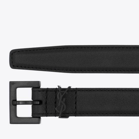 Cintura YSL Saint Laurent Cassandre Square Buckle 20MM Tutto Nero