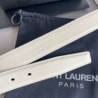 Qualità superiore replica Cintura YSL Saint Laurent Cassandre Square Buckle 30MM Bianco