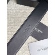 Qualità superiore replica Cintura YSL Saint Laurent Cassandre Square Buckle 30MM Tutto Nero