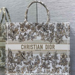 Riproduzione Fedele Borsa tote grande a libro Dior Ricamo Unicorno Millefiori colore oro imitazioni