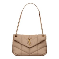 Dettagli perfetti Borsa piccola YSL Saint Laurent Puffer in nappa albicocca